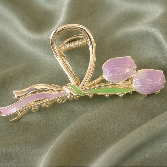 Purple Tulip Bow Metal Hair Clip main image 5